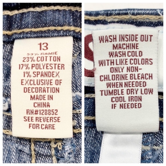 SO Stretch Jean Shortie Shorts Sz 13 Rolled Hem - Picture 7 of 8